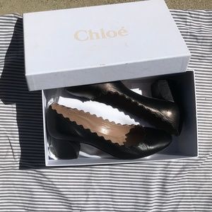 Chloe Black Scalloped Pumps EUR size 37.5